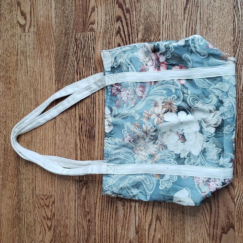 Vintage Vibes Floral Tote Large Shoulder Bag Cottagecore Coastal Grandma Vacay